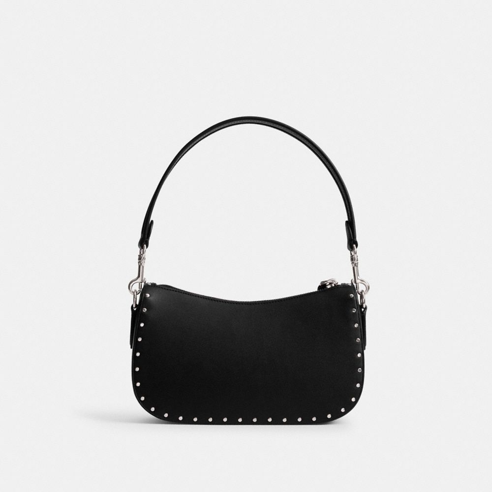 Coach Swinger Bag With Rivets Prateadas Pretas | COH865391
