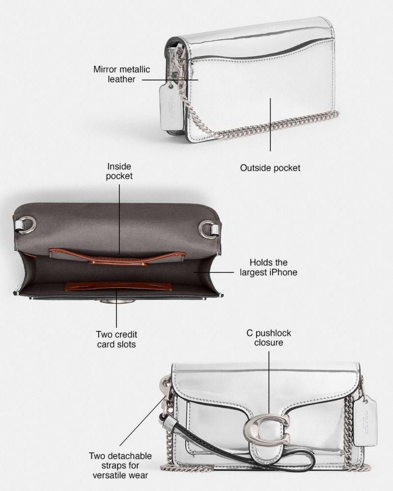 Coach Tabby Crossbody In Silver Metallic Metal Prateadas Prateadas | COH865642