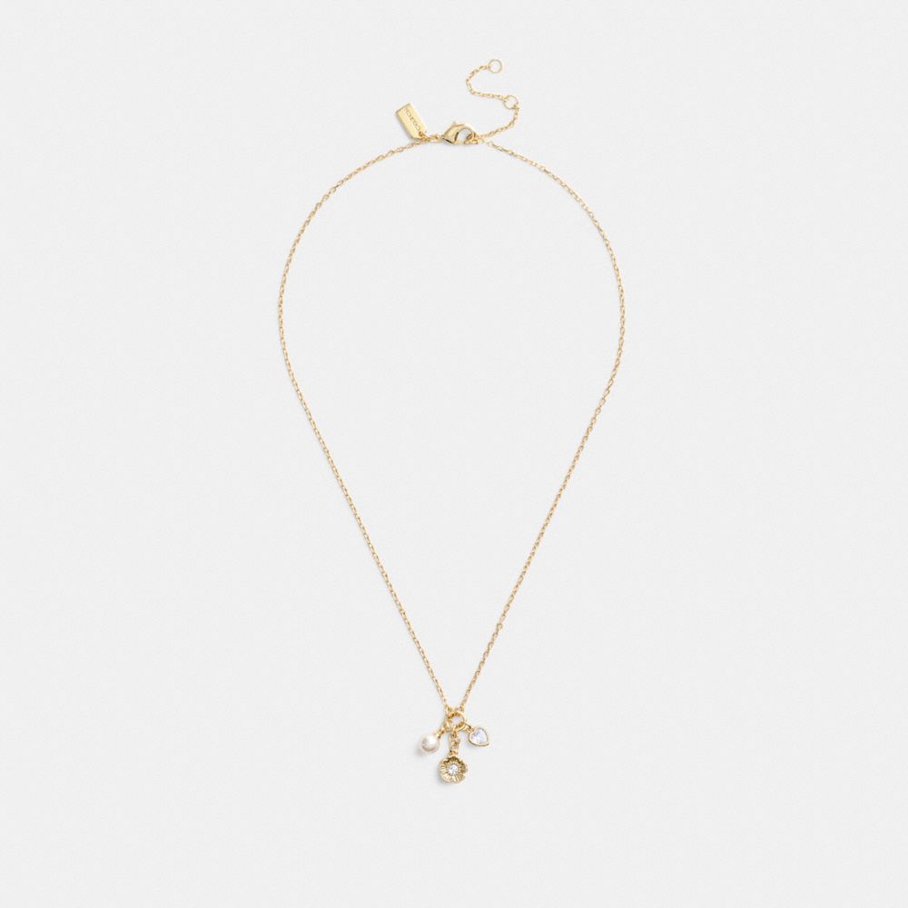 Coach Tea Rose Cluster Pendant Necklace Douradas | COH866210