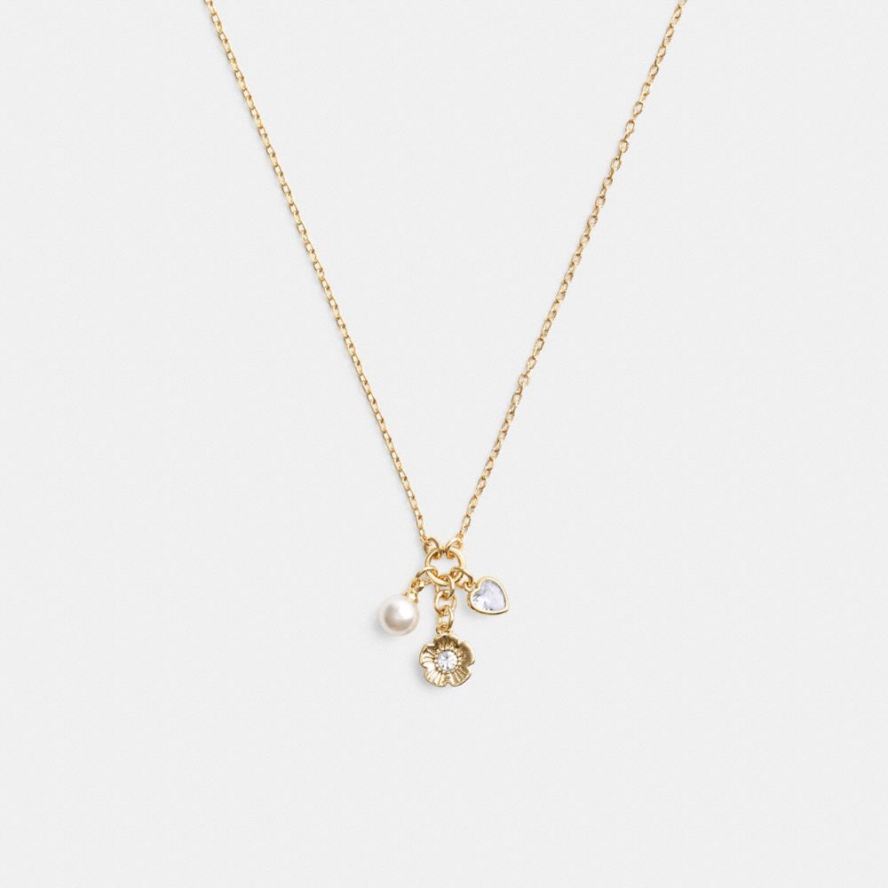 Coach Tea Rose Cluster Pendant Necklace Douradas | COH866210
