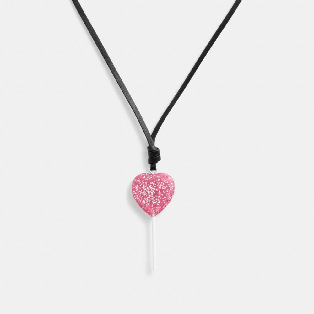 Coach The Lil Nas X Drop Heart Lollipop Necklace Prateadas Rosa | COH866115