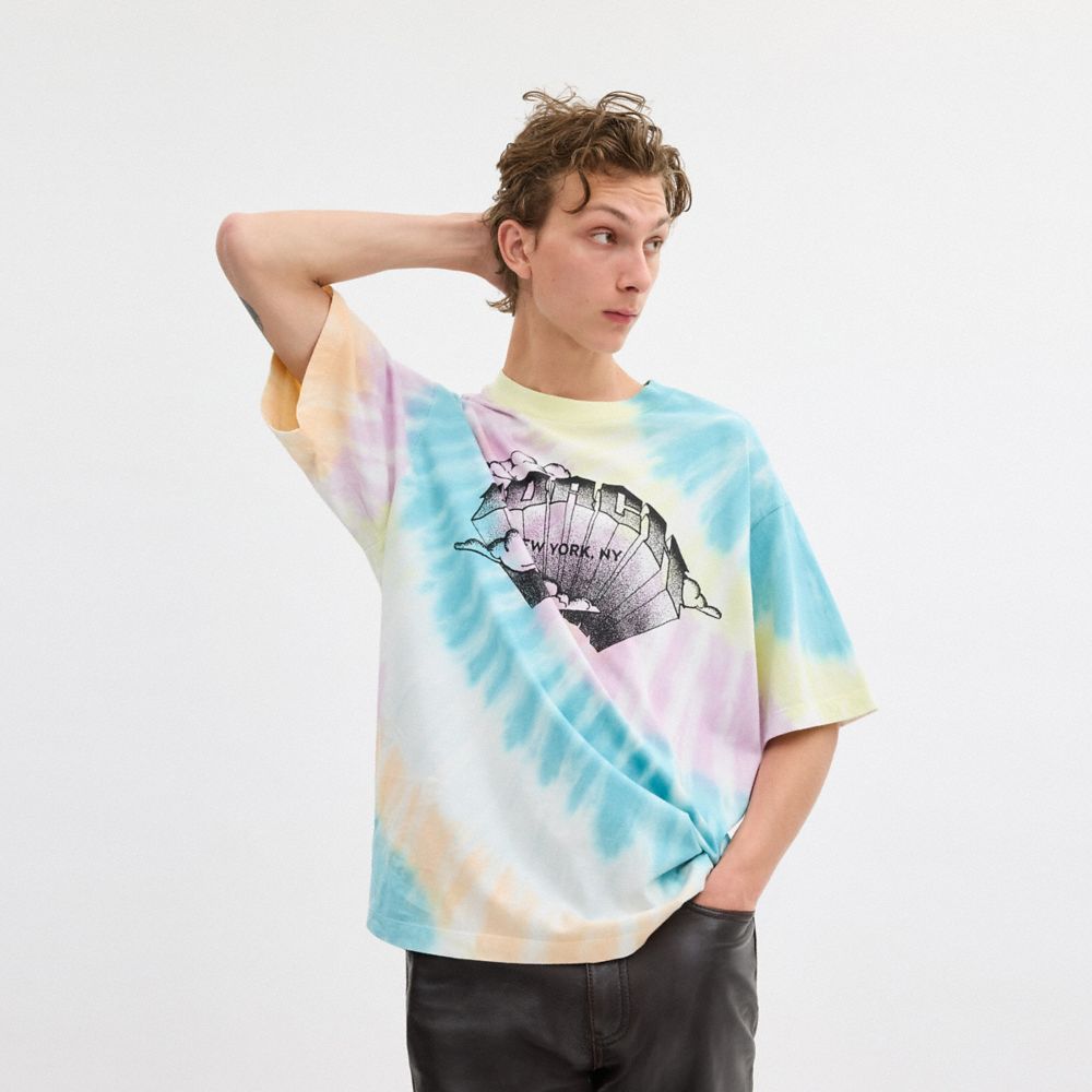 Coach Tie Dye Crewneck T Shirt In Organic Cotton Multicoloridas | COH866012