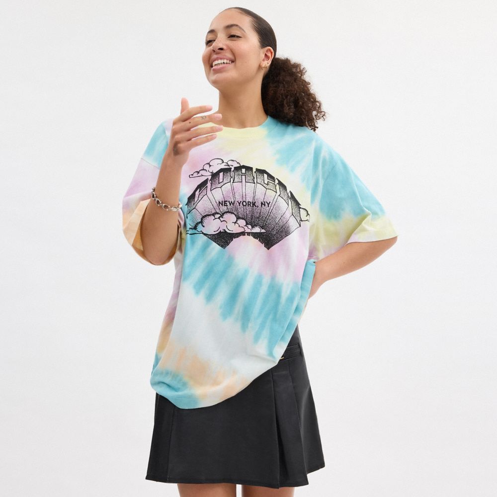 Coach Tie Dye Crewneck T Shirt In Organic Cotton Multicoloridas | COH866934