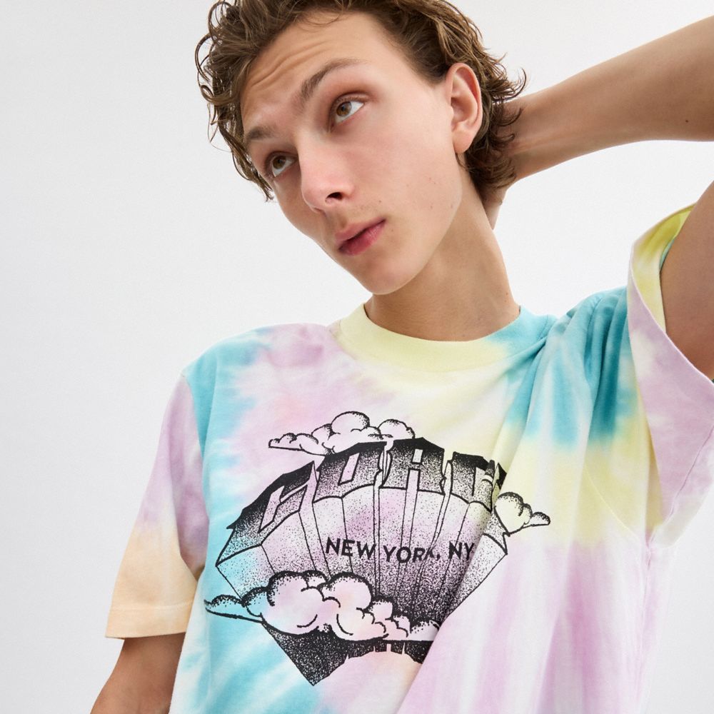 Coach Tie Dye Crewneck T Shirt In Organic Cotton Multicoloridas | COH866934