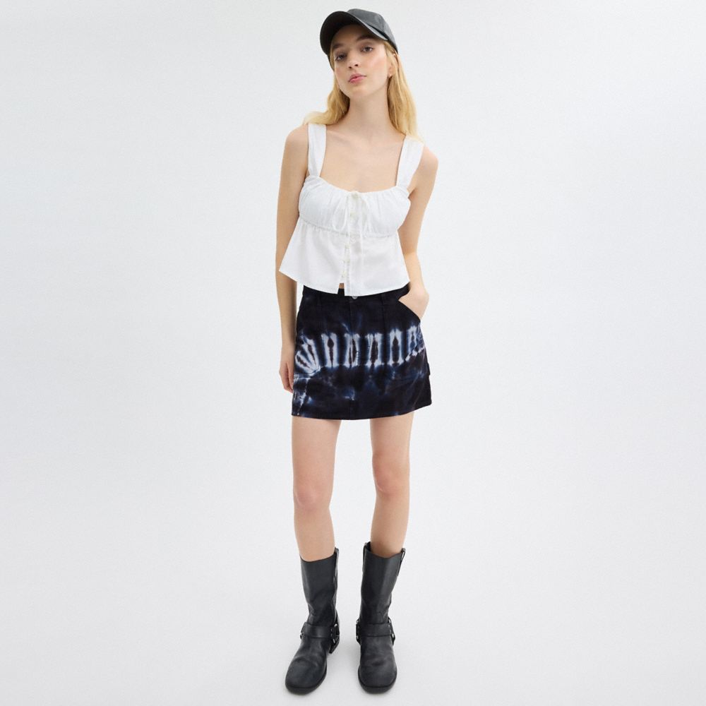 Coach Tie Dye Painter Skirt In Organic Cotton Azuis Multicoloridas | COH866044