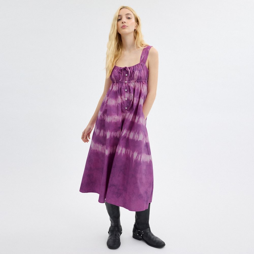 Coach Tie Dye Sleeveless Dress In Organic Cotton Roxo | COH866069