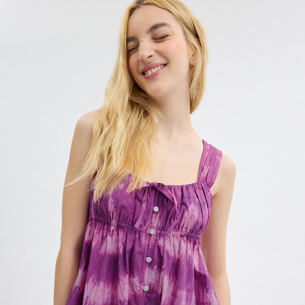 Coach Tie Dye Sleeveless Dress In Organic Cotton Roxo | COH866069