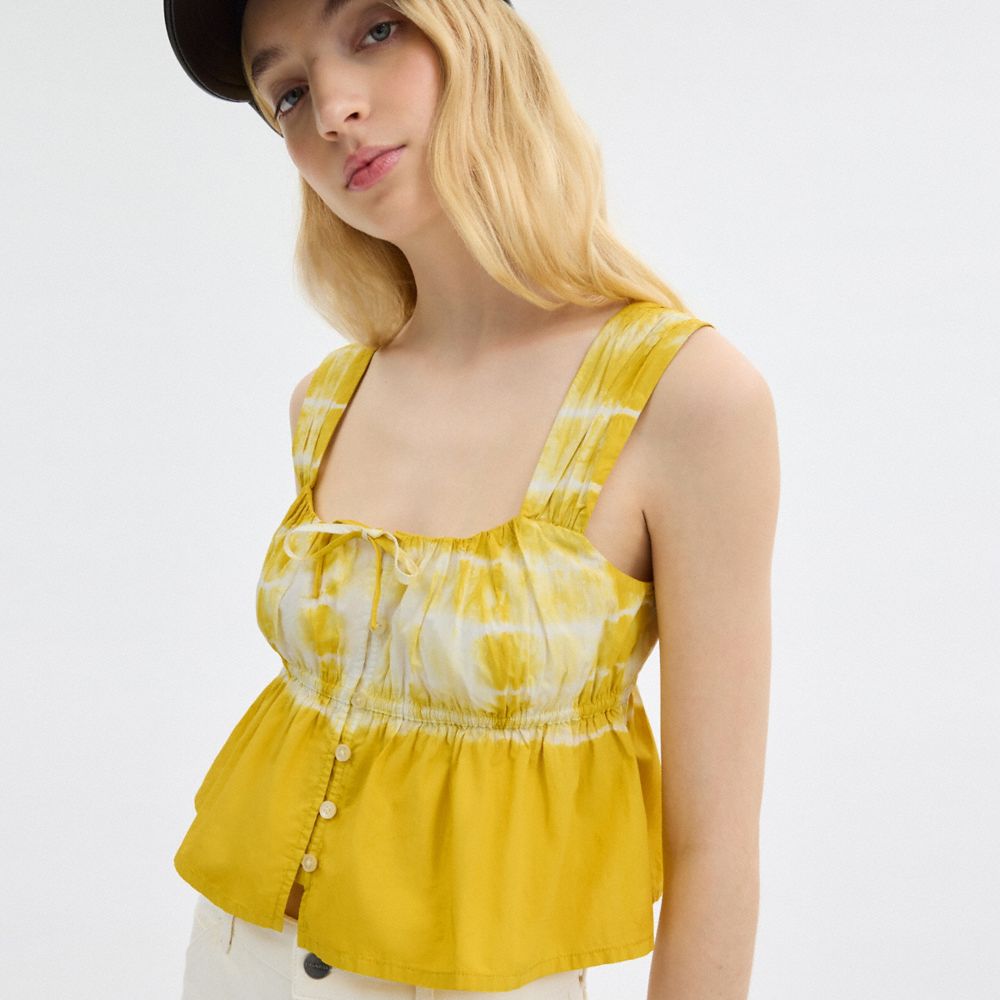 Coach Tie Dye Tank Top In Organic Cotton Amarelas Multicoloridas | COH866013