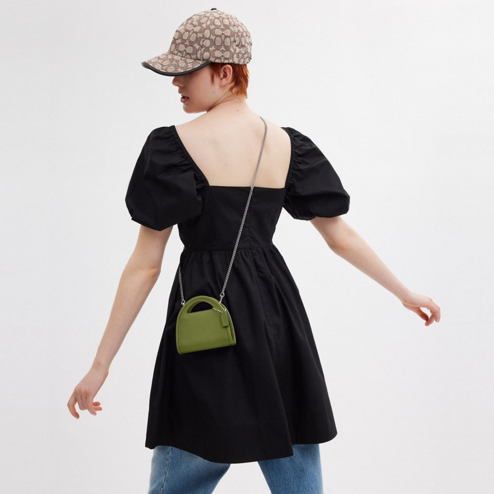Coach Top Handle Card Case Prateadas Luz Verdes | COH865647