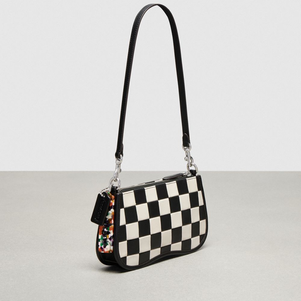 Coach Wavy Baguette Bag In Checkerboard Upcrafted Leather Pretas | COH864884