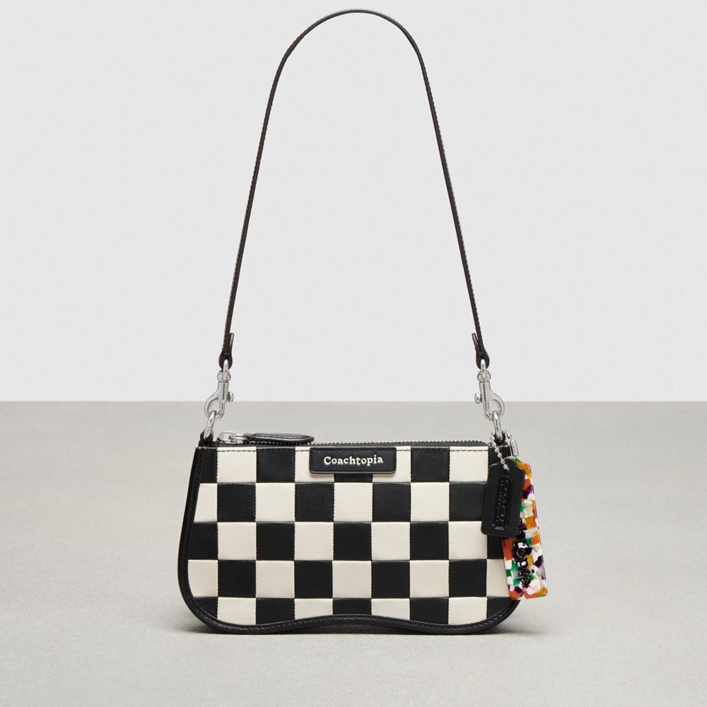Coach Wavy Baguette Bag In Checkerboard Upcrafted Leather Pretas | COH864884