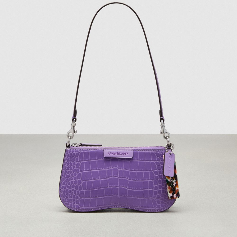 Coach Wavy Baguette Bag In Croc Embossed Coachtopia Leather Roxo | COH864807