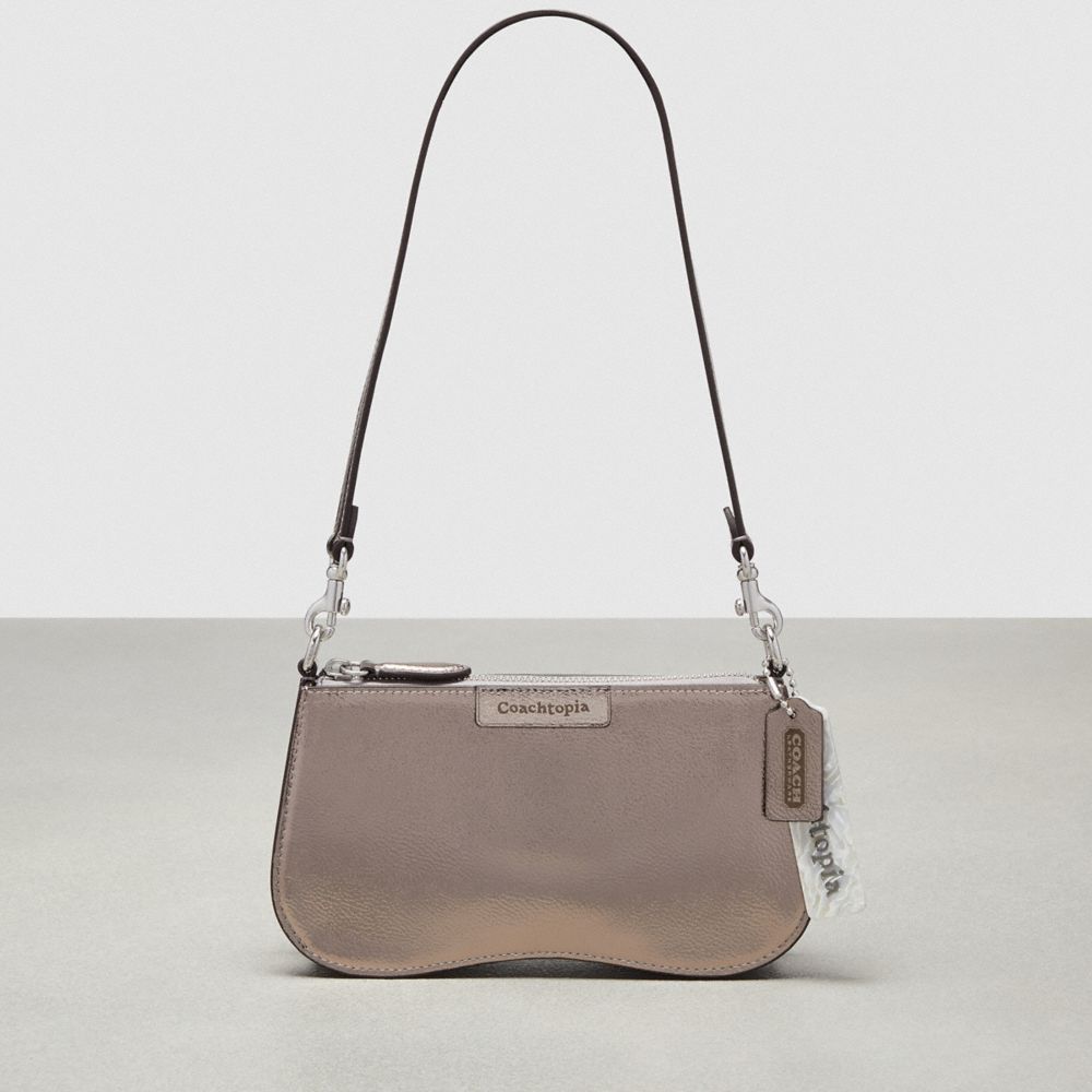 Coach Wavy Baguette Bag In Metallic Coachtopia Leather Cinzentas Metal | COH864767