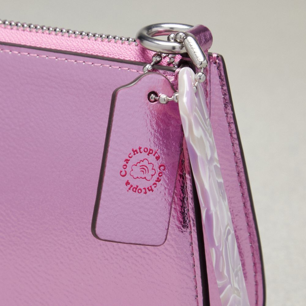 Coach Wavy Baguette Bag In Metallic Coachtopia Leather Rosa Metal | COH864813