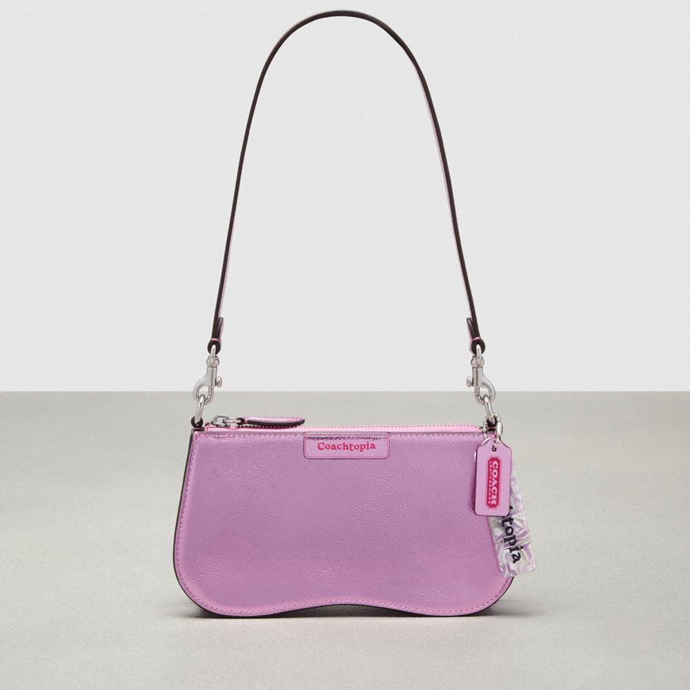 Coach Wavy Baguette Bag In Metallic Coachtopia Leather Rosa Metal | COH864813