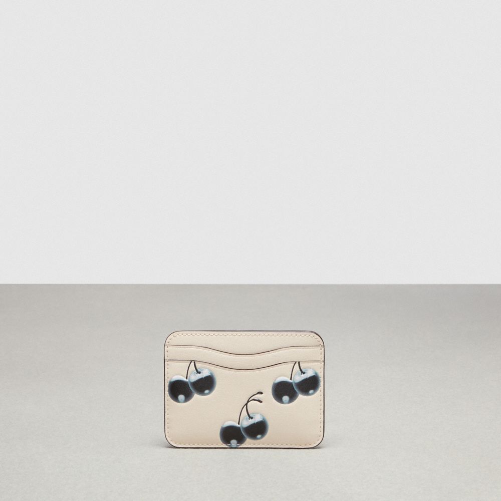 Coach Wavy Card Case In Coachtopia Leather With Cherry Print Pretas Multicoloridas | COH865711