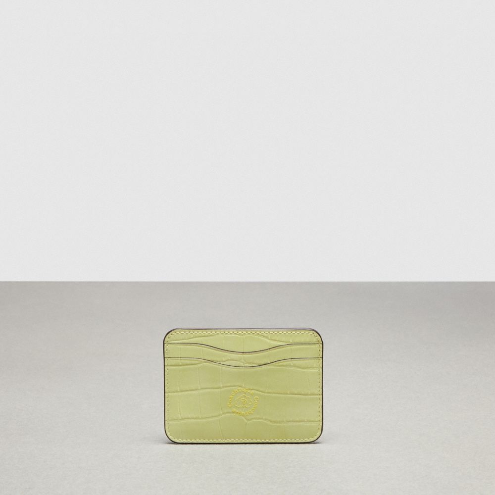 Coach Wavy Card Case In Croc Embossed Coachtopia Leather Luz Verdes | COH865677