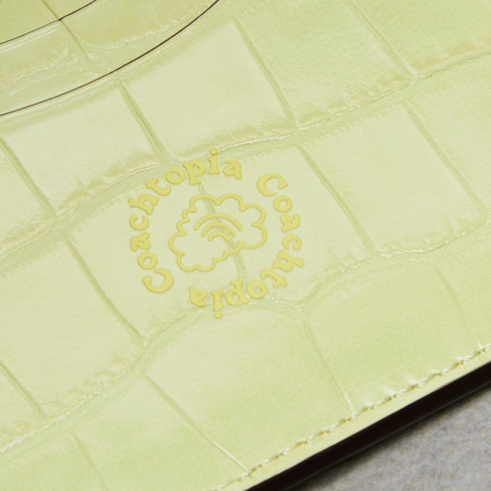 Coach Wavy Card Case In Croc Embossed Coachtopia Leather Luz Verdes | COH865677
