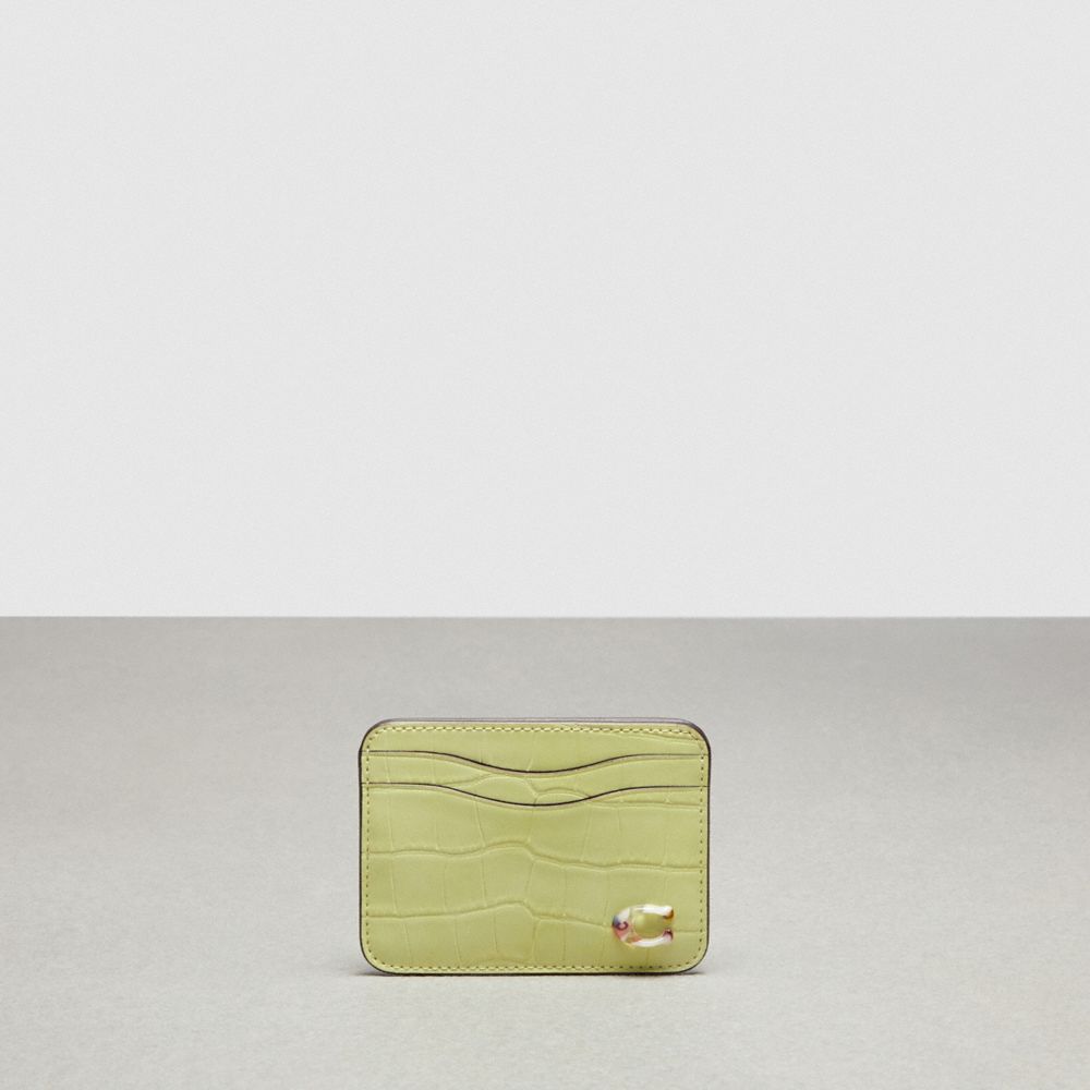 Coach Wavy Card Case In Croc Embossed Coachtopia Leather Luz Verdes | COH865677