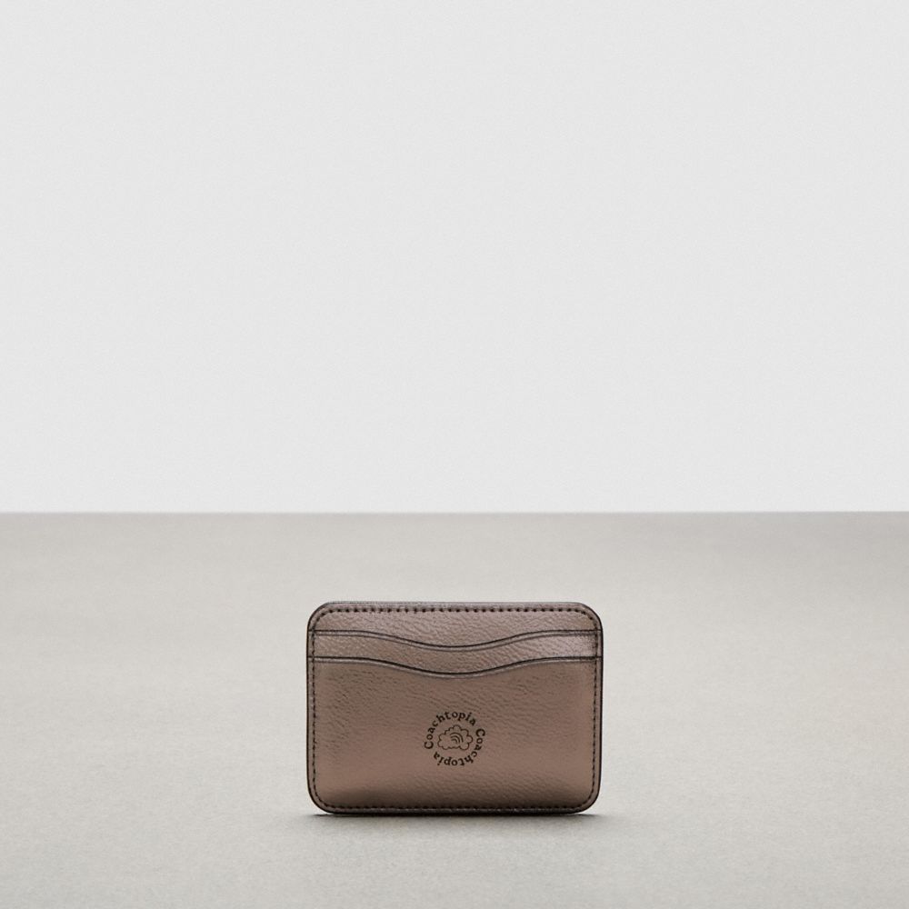 Coach Wavy Card Case In Metallic Coachtopia Leather Cinzentas Metal | COH865564