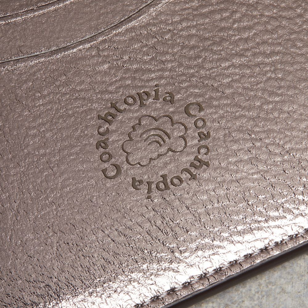Coach Wavy Card Case In Metallic Coachtopia Leather Cinzentas Metal | COH865564