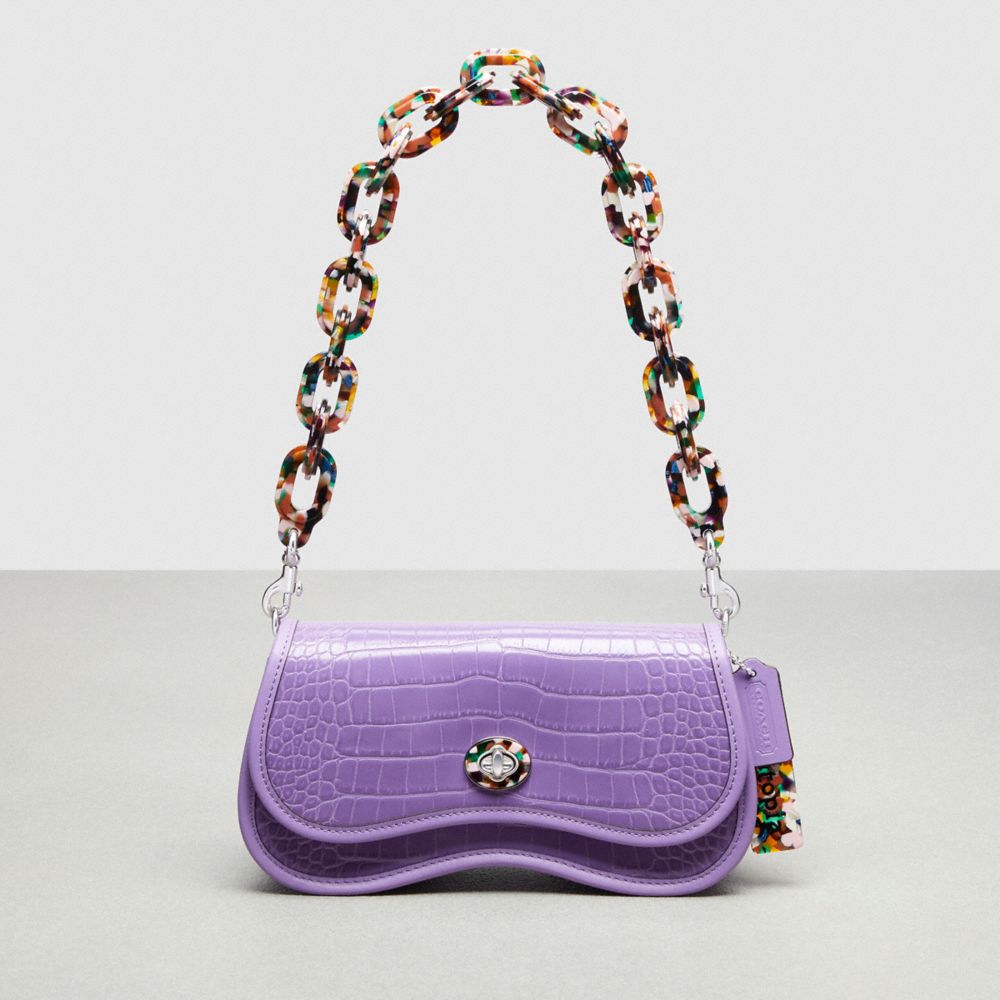 Coach Wavy Dinky Bag In Croc Embossed Coachtopia Leather Roxo | COH864985