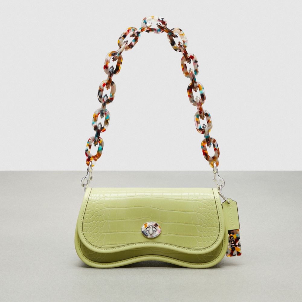 Coach Wavy Dinky Bag In Croc Embossed Coachtopia Leather Luz Verdes | COH864789