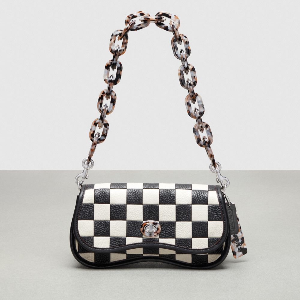 Coach Wavy Dinky Bag In Patchwork Checkerboard Upcrafted Leather Pretas | COH864970