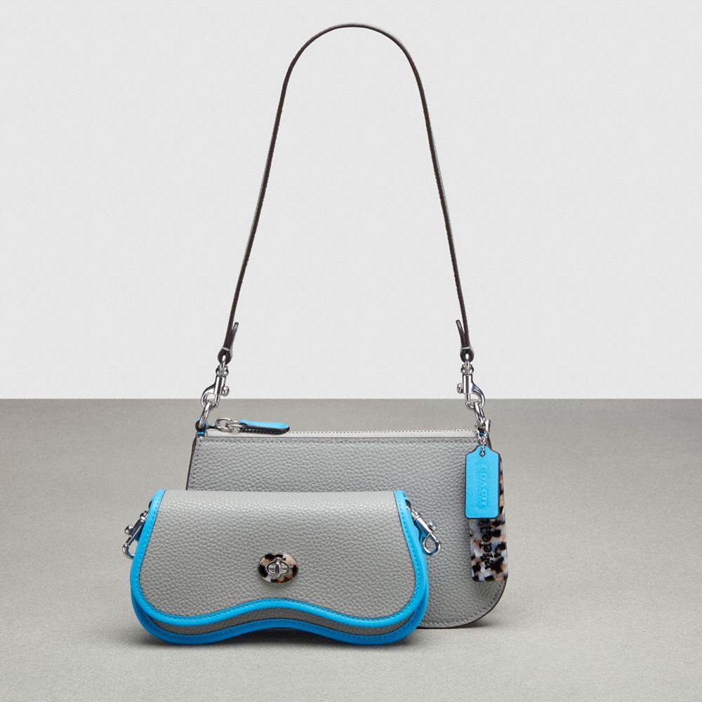 Coach Wavy Double Pouch Bag Cinzentas Azuis | COH864791