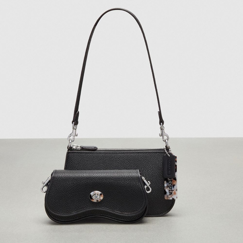 Coach Wavy Double Pouch Bag Pretas | COH864757