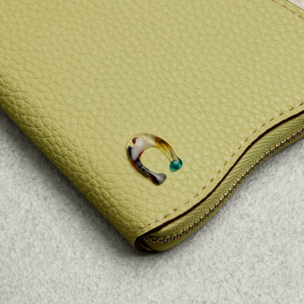 Coach Wavy Zip Around Wallet In Coachtopia Leather Luz Verdes | COH865531