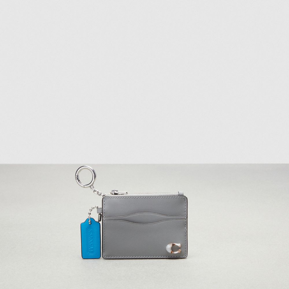Coach Wavy Zip Card Case With Key Ring In Smooth Coachtopia Leather Cinzentas | COH865542