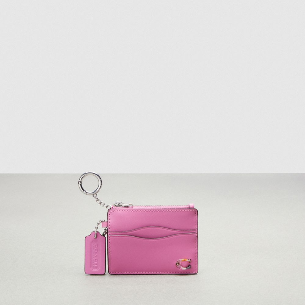 Coach Wavy Zip Card Case With Key Ring In Smooth Coachtopia Leather Rosa | COH865648