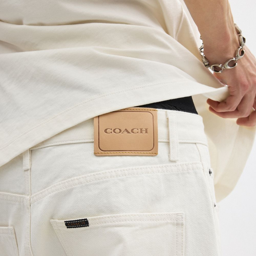 Coach White Denim Shorts In Organic Cotton Branco | COH866956
