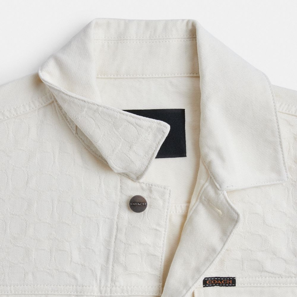Coach White Denim Trucker In Organic Cotton Branco | COH866880