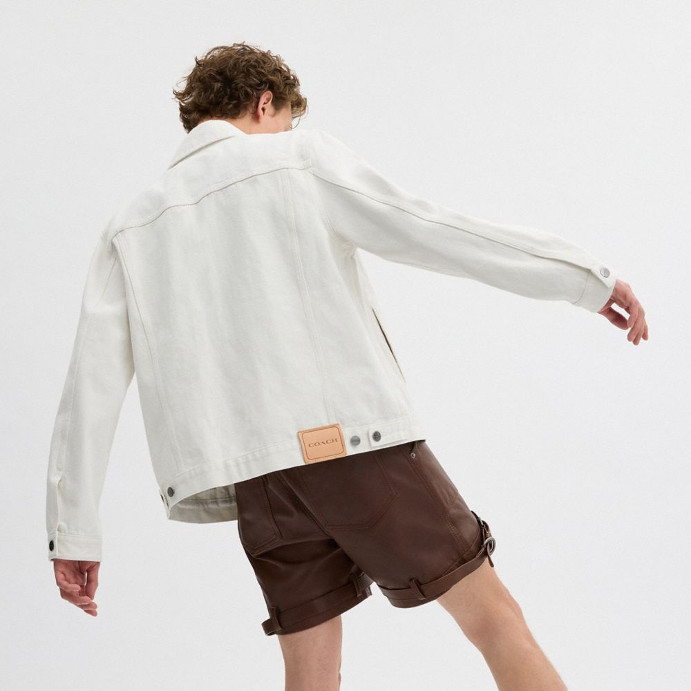 Coach White Denim Trucker In Organic Cotton Branco | COH866880