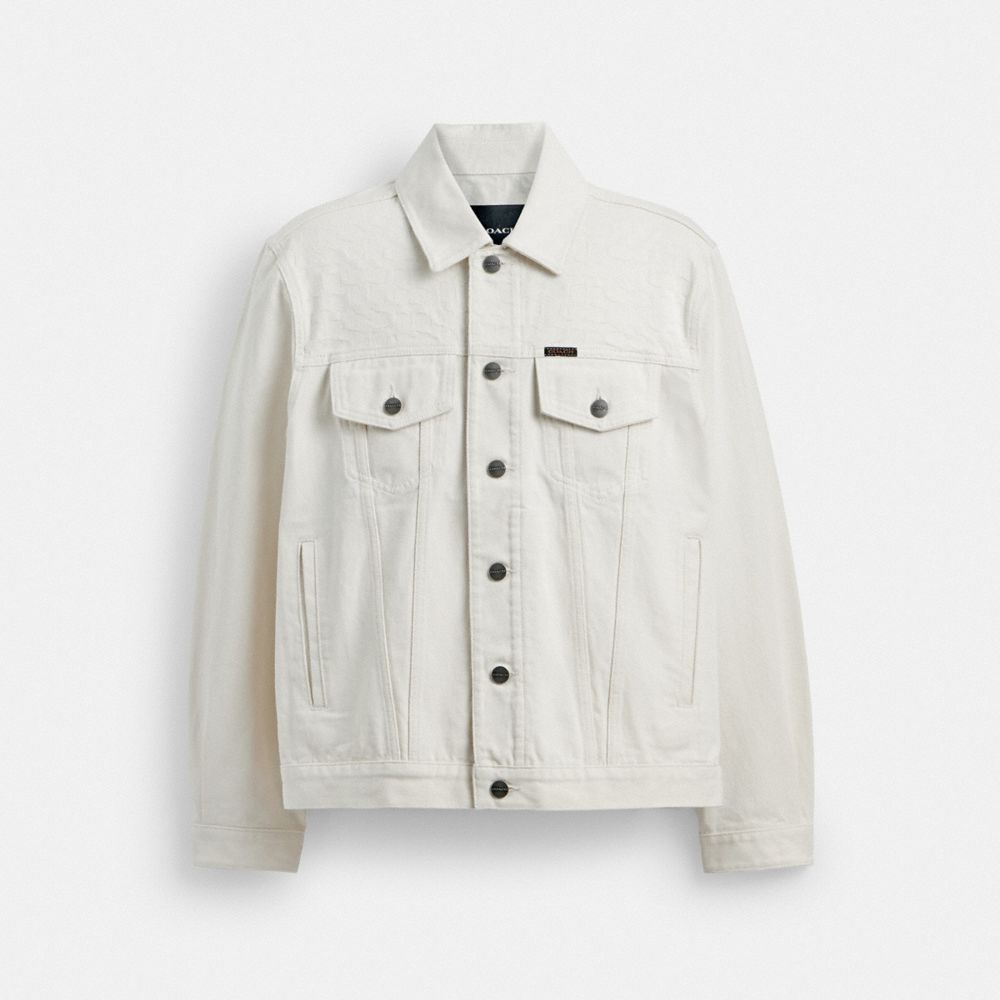 Coach White Denim Trucker In Organic Cotton Branco | COH866880
