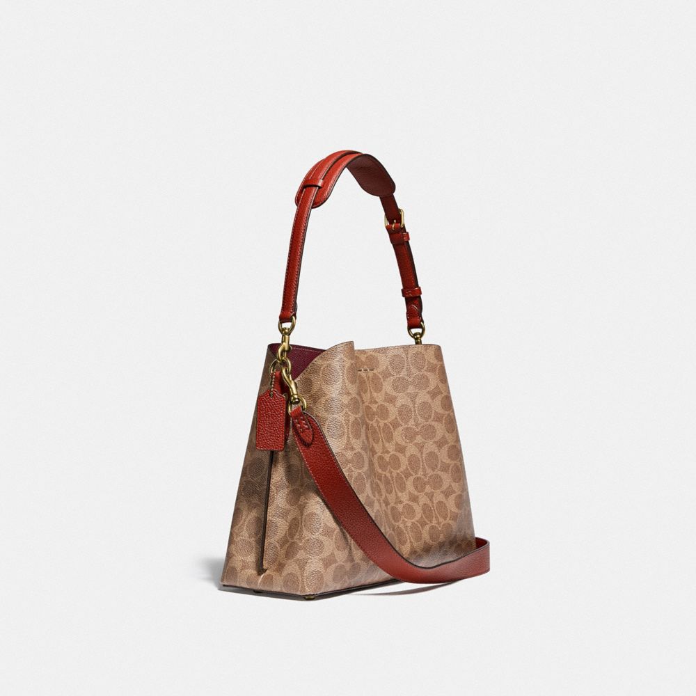 Coach Willow Shoulder Bag In Signature Canvas Marrom Vermelhas | COH864906