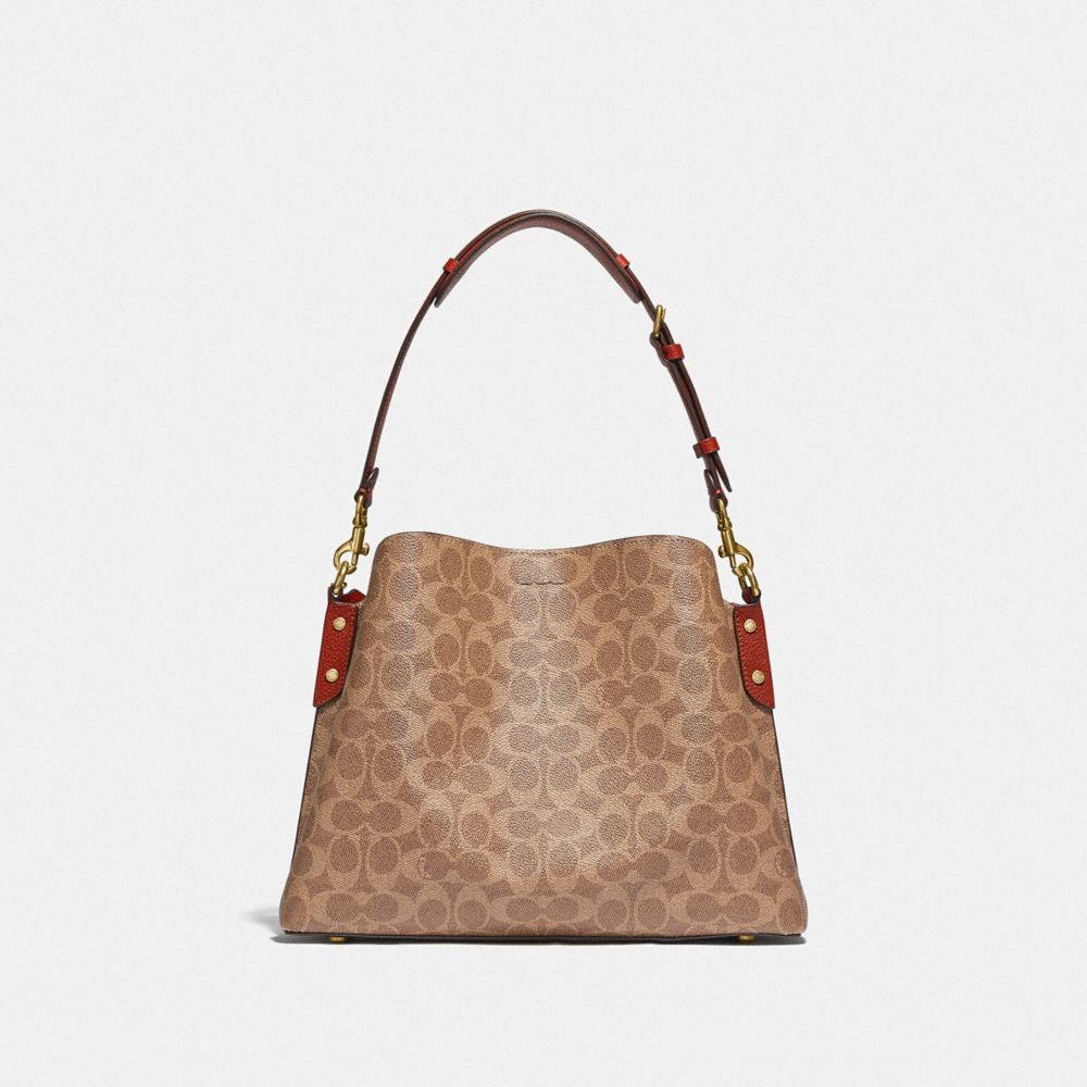Coach Willow Shoulder Bag In Signature Canvas Marrom Vermelhas | COH864906