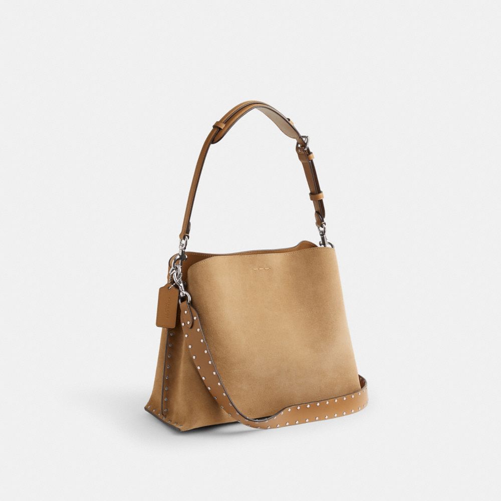 Coach Willow Shoulder Bag With Rivets Prateadas | COH864953