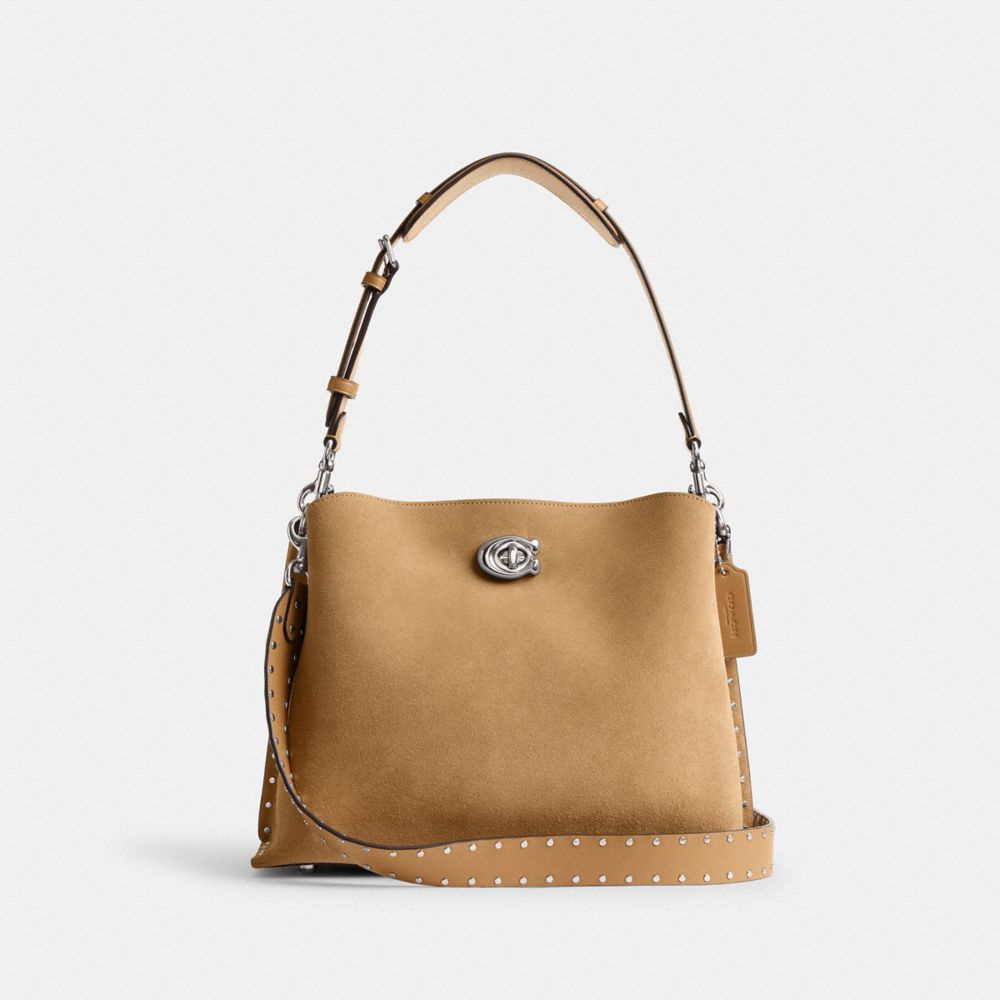 Coach Willow Shoulder Bag With Rivets Prateadas | COH864953