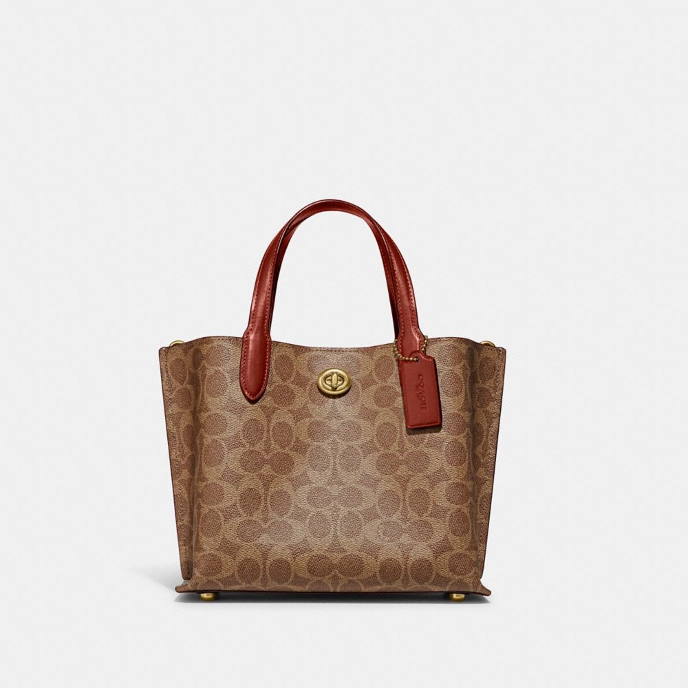 Coach Willow Tote Bag 24 In Signature Canvas Marrom Vermelhas | COH865324