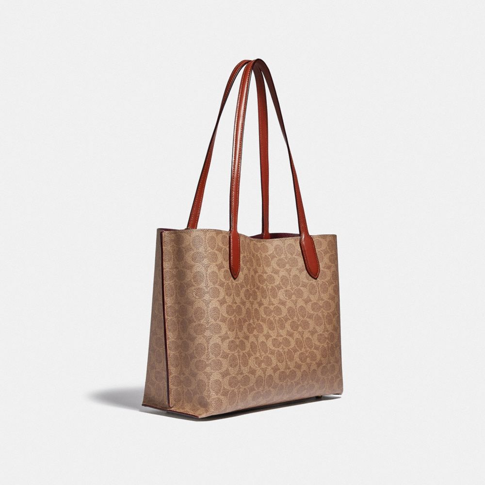 Coach Willow Tote Bag In Signature Canvas Marrom Vermelhas | COH865061