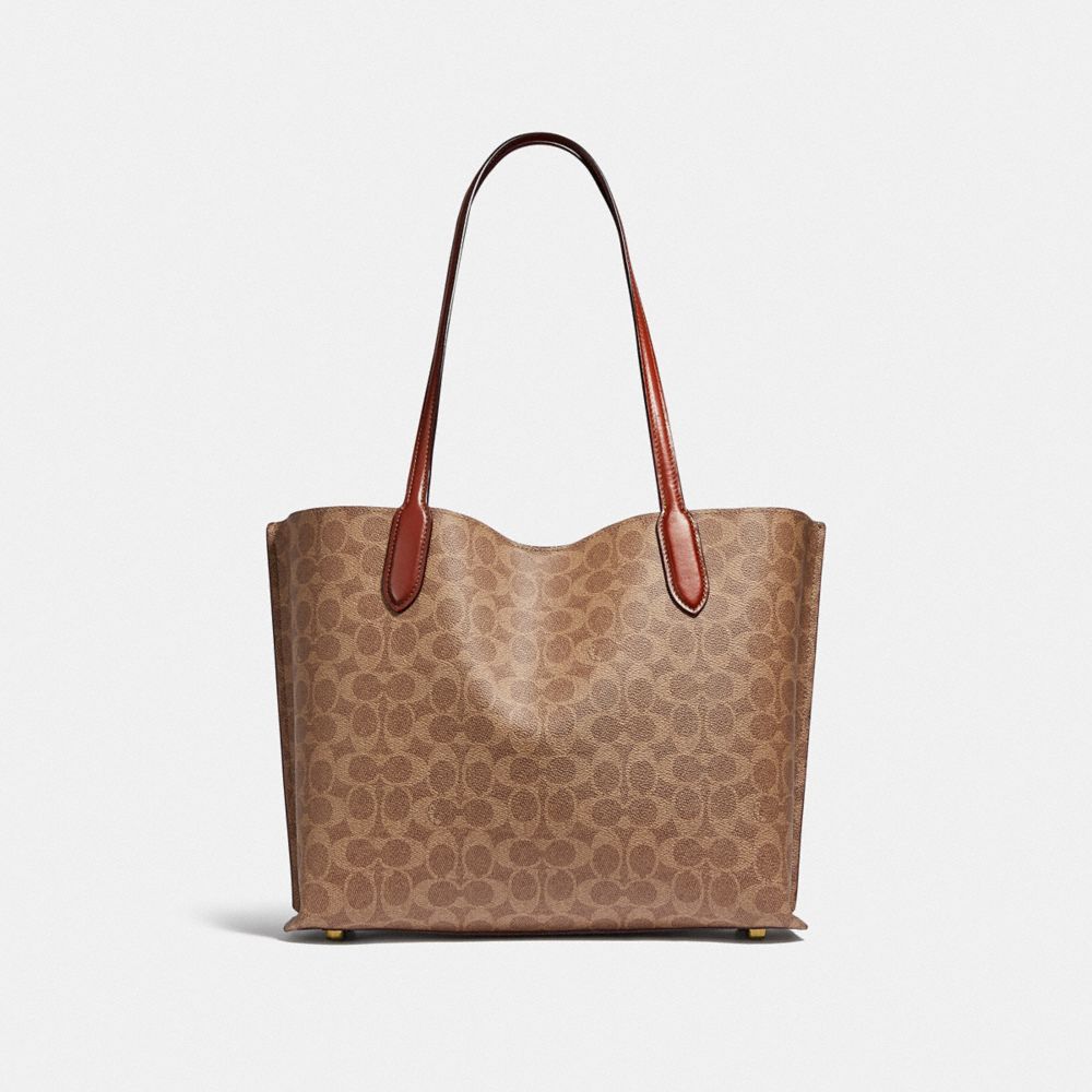Coach Willow Tote Bag In Signature Canvas Marrom Vermelhas | COH865061
