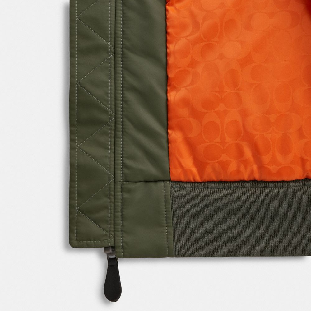 Coach Woven Jacket With Leather Collar Verdes | COH866862