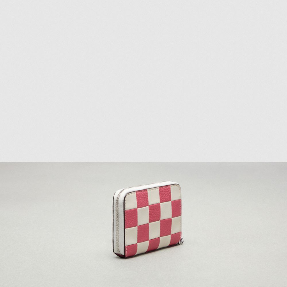 Coach Zip Around Wallet In Checkerboard Upcrafted Leather Rosa | COH865601
