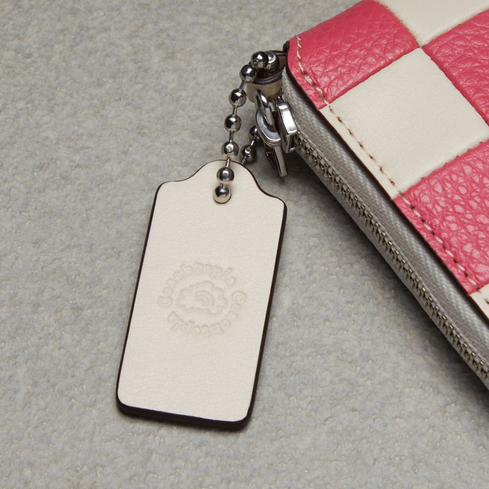Coach Zip Around Wallet In Checkerboard Upcrafted Leather Rosa | COH865601
