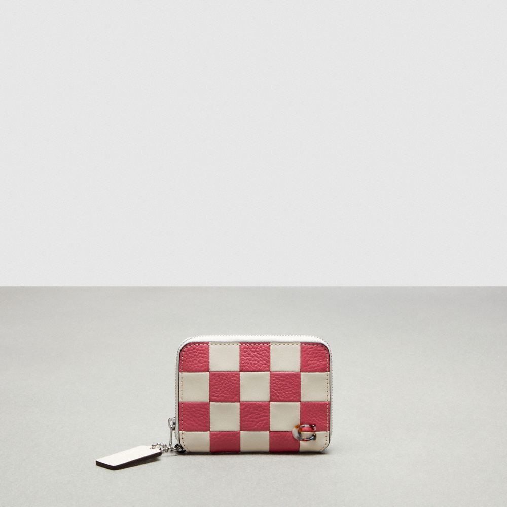 Coach Zip Around Wallet In Checkerboard Upcrafted Leather Rosa | COH865601