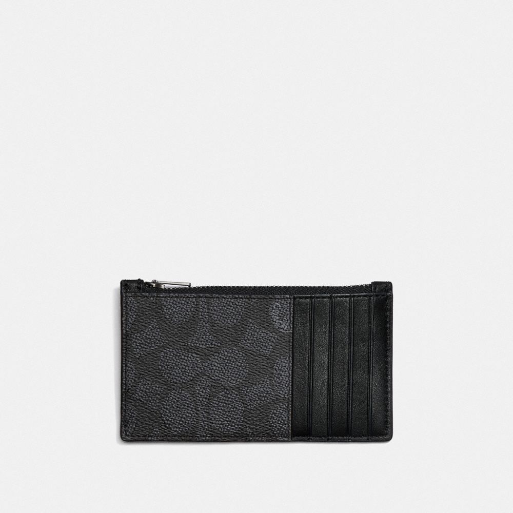 Coach Zip Card Case In Signature Canvas Cinzentas | COH866776